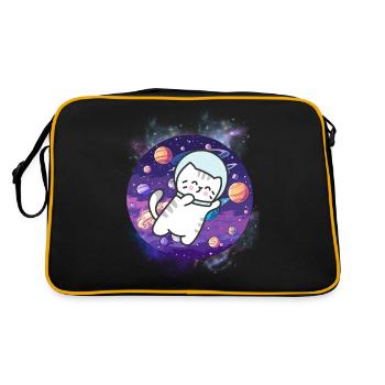 Chaton Astronaute Kawaii - Voyage Cosmique - Sac Retro - noir/or - Dos