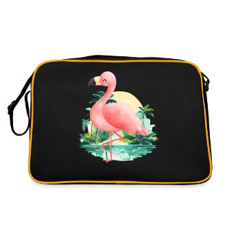 Flamingo - Retro Tasche - Schwarz/Gold - Hinten
