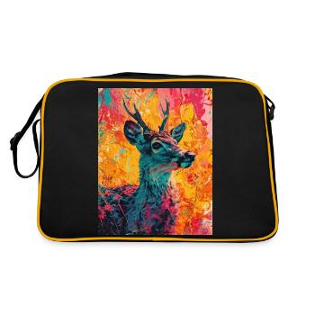 Deer in a colorful background - Retro Bag - black/gold - Back