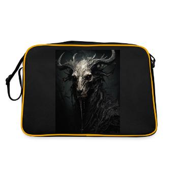 Dämonische Gestalt mit Hörnern - Retro Tasche - Schwarz/Gold - Hinten