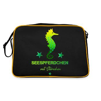Seepferdchen mit Sternchen Schwimmabzeichen - Retro Tasche - Schwarz/Gold - Hinten