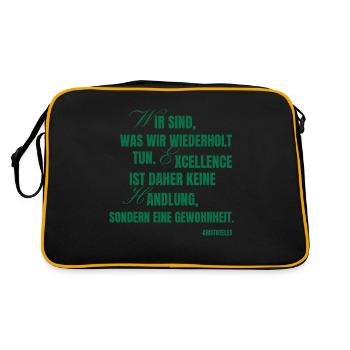 Aristoteles Zitat - Retro Tasche - Schwarz/Gold - Hinten