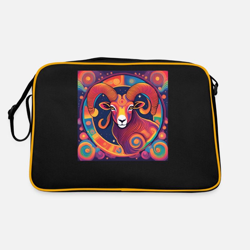 Widder Sternzeichen Astrologie Geschenk - Retro Tasche - Schwarz/Gold