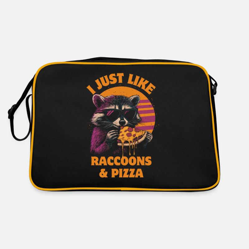 raton laveur avec des lunettes de soleil mangeant de la pizza vintage Sac Retro