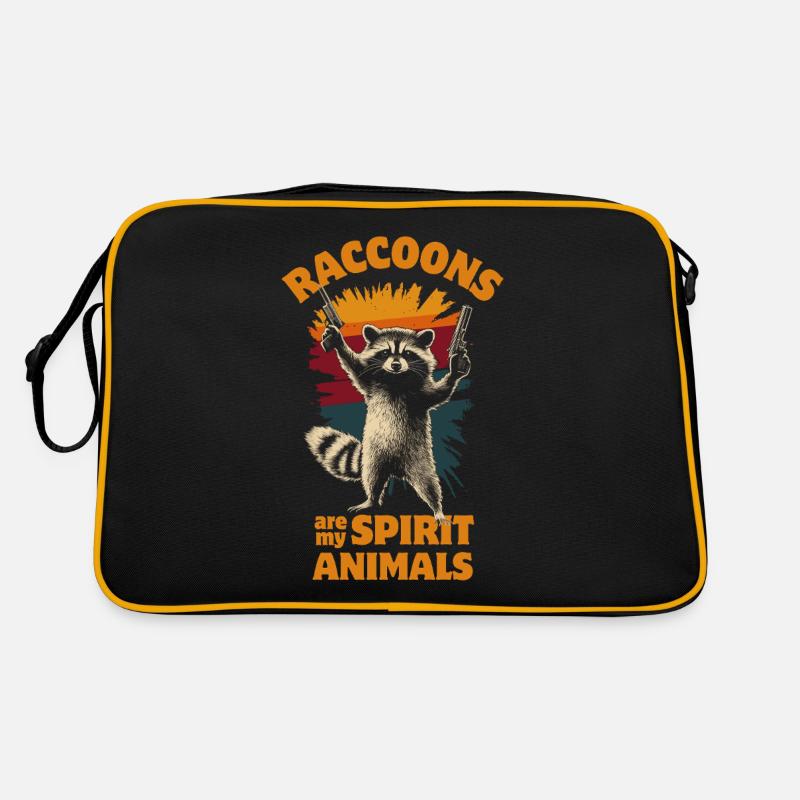 Frecher Waschbär mit 2 Pistolen Retro Tasche