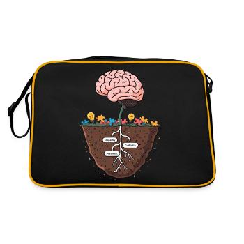 Brain Growth Tree – Wissen und Weisheit Illustrat - Retro Tasche - Schwarz/Gold - Hinten