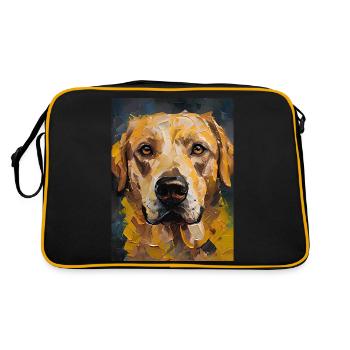Hund Gemälde Porträt Geschenk - Retro Tasche - Schwarz/Gold - Hinten