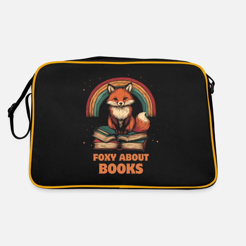 Fuchs mit Bücher lustiger Spruch Retro Tasche