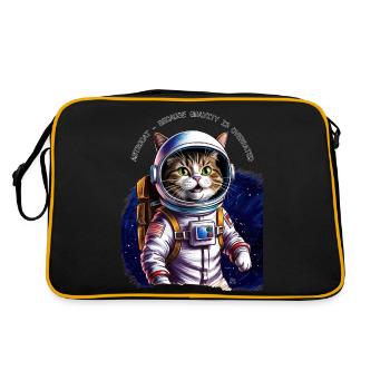 Astro Katze Geschenk - Retro Tasche - Schwarz/Gold - Hinten