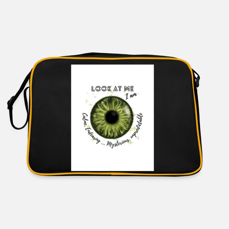 Yeux vert ) - Sac Retro - noir/or