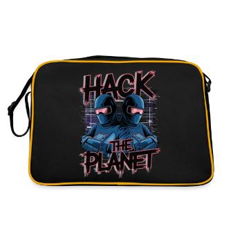 Cyber hackers rétro – Hack The Planet Glitch Art - Sac Retro - noir/or - Dos