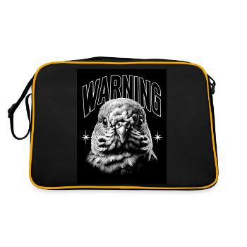 Warning Taube Vogel Geschenk - Retro Tasche - Schwarz/Gold - Hinten