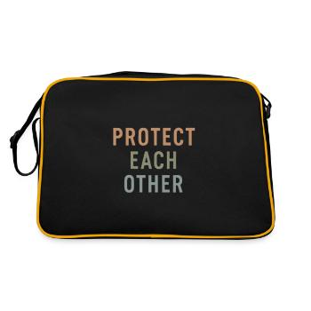 protect each other Geschenk - Retro Tasche - Schwarz/Gold - Hinten