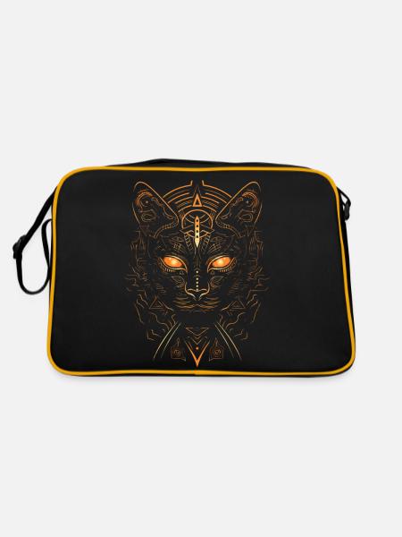 Bastet - Retro Tasche - Schwarz/Gold - Hinten