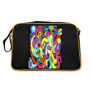 Cyber Neon Pulse : Imprimé multicolore Аbstract - Sac Retro - noir/or - Dos