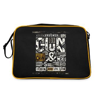 Urbaner Druck Stadtblock Streetwear - Retro Tasche - Schwarz/Gold - Hinten