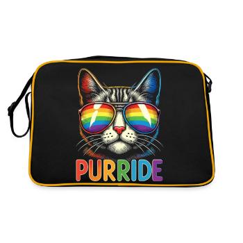 « Purrride » Cool Cat avec aviateurs arc-en-ciel - Sac Retro - noir/or - Dos