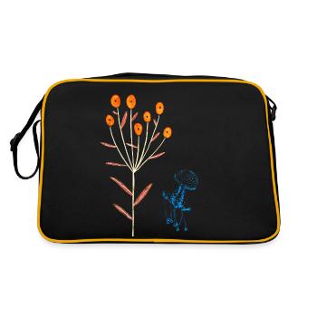 Fleurs néon et méduses bleues - Sac Retro - noir/or - Dos