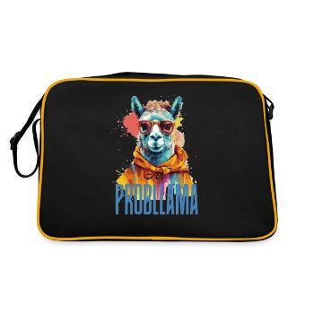 No Probllama Lama No Problem - Retro Tasche - Schwarz/Gold - Hinten