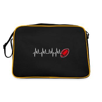 Herzschlag Rugby Club Unterstützer Lyon - Retro Tasche - Schwarz/Gold - Hinten