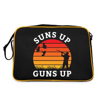 Jagd Jäger Wild Wald Jagen Taube Natur Geschenk - Retro Tasche - Schwarz/Gold - Hinten