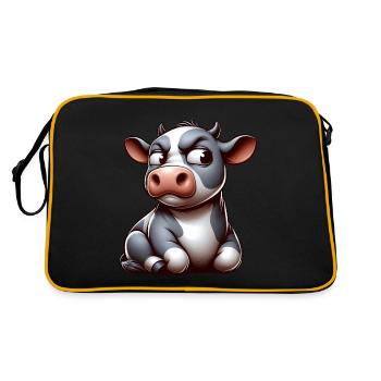 Lustige skeptische Comic-Kuh Bulle - Retro Tasche - Schwarz/Gold - Hinten