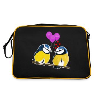jz.birds valentine's blue tit oiseau illustration - Sac Retro - noir/or - Dos