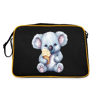 Süßer Comic Koala mit Vanille Softeis - Retro Tasche - Schwarz/Gold - Hinten