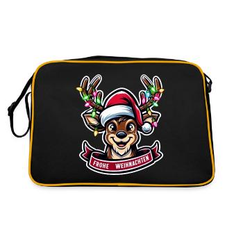 Noël renne guirlande lumineuse emmêlé joyeux - Sac Retro - noir/or - Dos
