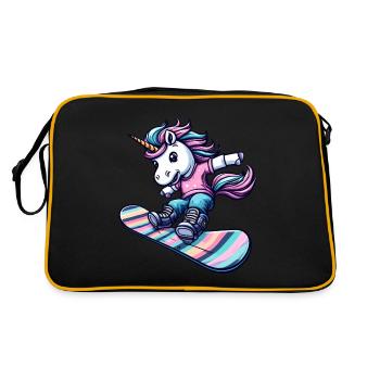 Licorne Snowboard Snowboarder Sports d’hiver - Sac Retro - noir/or - Dos