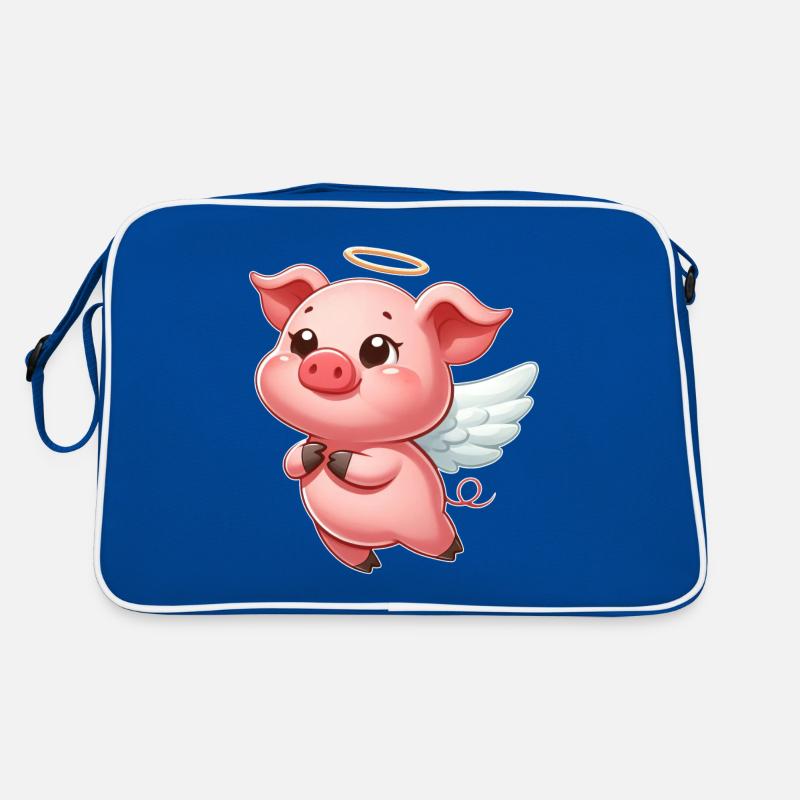 mignon cochon ange dessin animé halo ailes Sac Retro