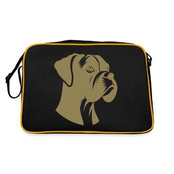 Dog Bird Boxer Silhouette Minimalist - Retro Bag - black/gold - Back
