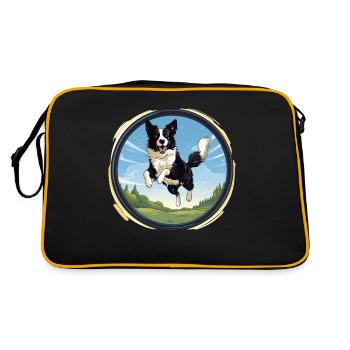Chien Border Collie joyeux - Sac Retro - noir/or - Dos