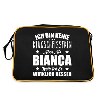 Name Bianca Vorname Klugscheisserin Namenstag - Retro Tasche - Schwarz/Gold - Hinten