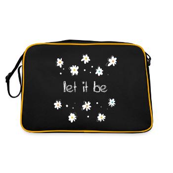 Motivational Quotes Hippie Flower Let It Be - Retro Tasche - Schwarz/Gold - Hinten