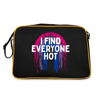 I Find Everyone Hot Bisexual Sayings Bi Quotes - Retro Bag - black/gold - Back