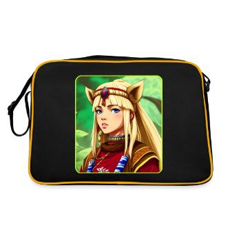 Stolzes Anime Manga Comic Girl - Retro Tasche - Schwarz/Gold - Hinten