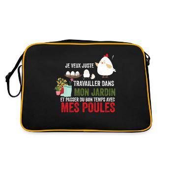 Travailler dans mon jardin avec mes poules - Sac Retro - noir/or - Dos