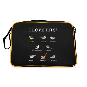 I love tits Funny Gift for Birdwatching & Tit bird - Retro Bag - black/gold - Back
