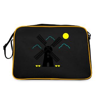 windmill landscape - Retro Bag - black/gold - Back