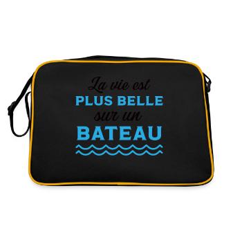 La vie est plus belle sur un bateau cadeau marin - Sac Retro - noir/or - Dos