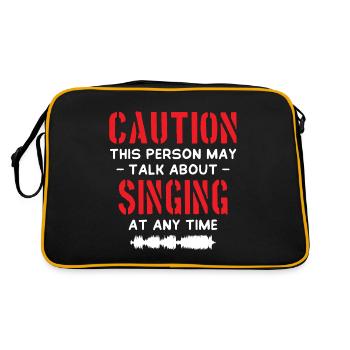 Caution Singing - Retro Tasche - Schwarz/Gold - Hinten