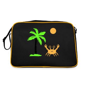 Crabe, Soleil, Paume - Sac Retro - noir/or - Dos