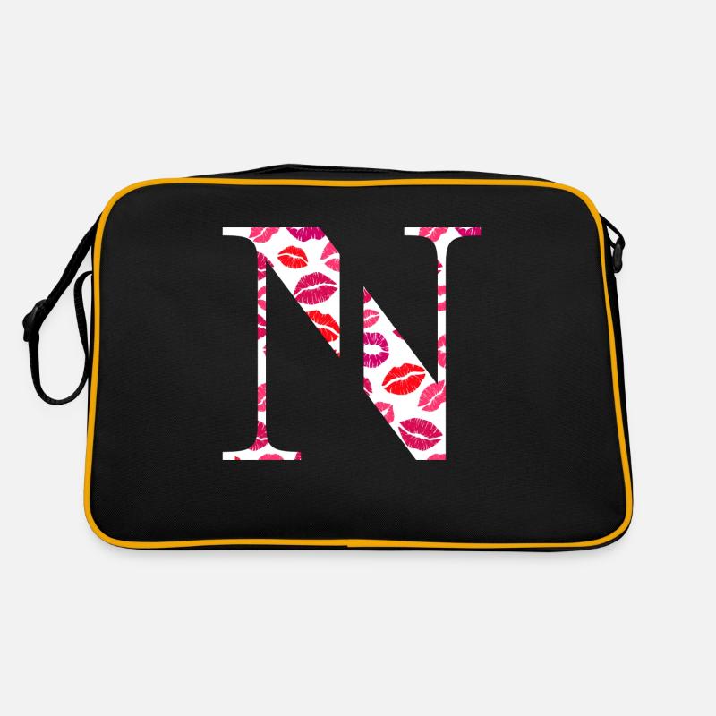 Lettre n bisous - Sac Retro - noir/or