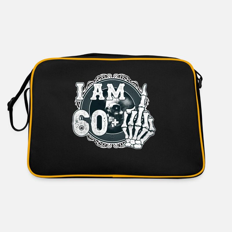 Ich bin 60 plus 1 Mittelfinger Totenkopf lustig 61. Retro Tasche