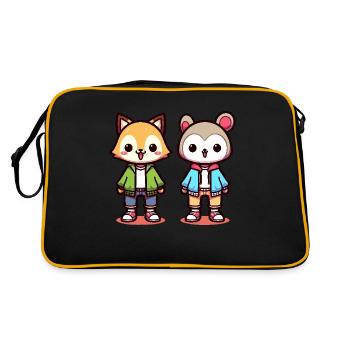 Cute animal characters in jackets - Retro Bag - black/gold - Back