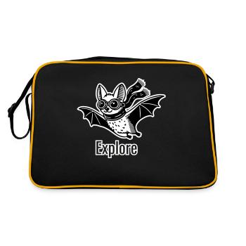 Flying bat with googles and scarf - Explore Design - Retro Bag - black/gold - Back