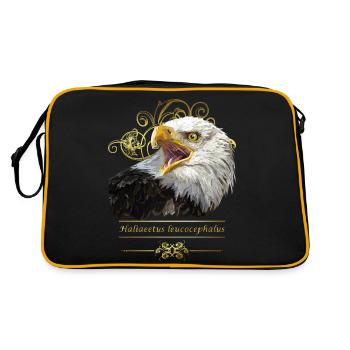 Weißkopfseeadler - Retro Tasche - Schwarz/Gold - Hinten