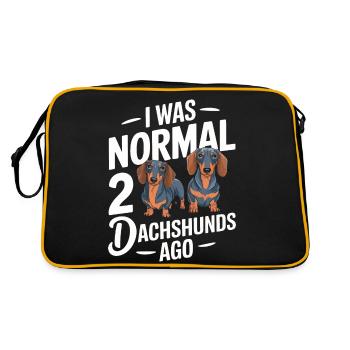 Dackel Hund - Retro Tasche - Schwarz/Gold - Hinten