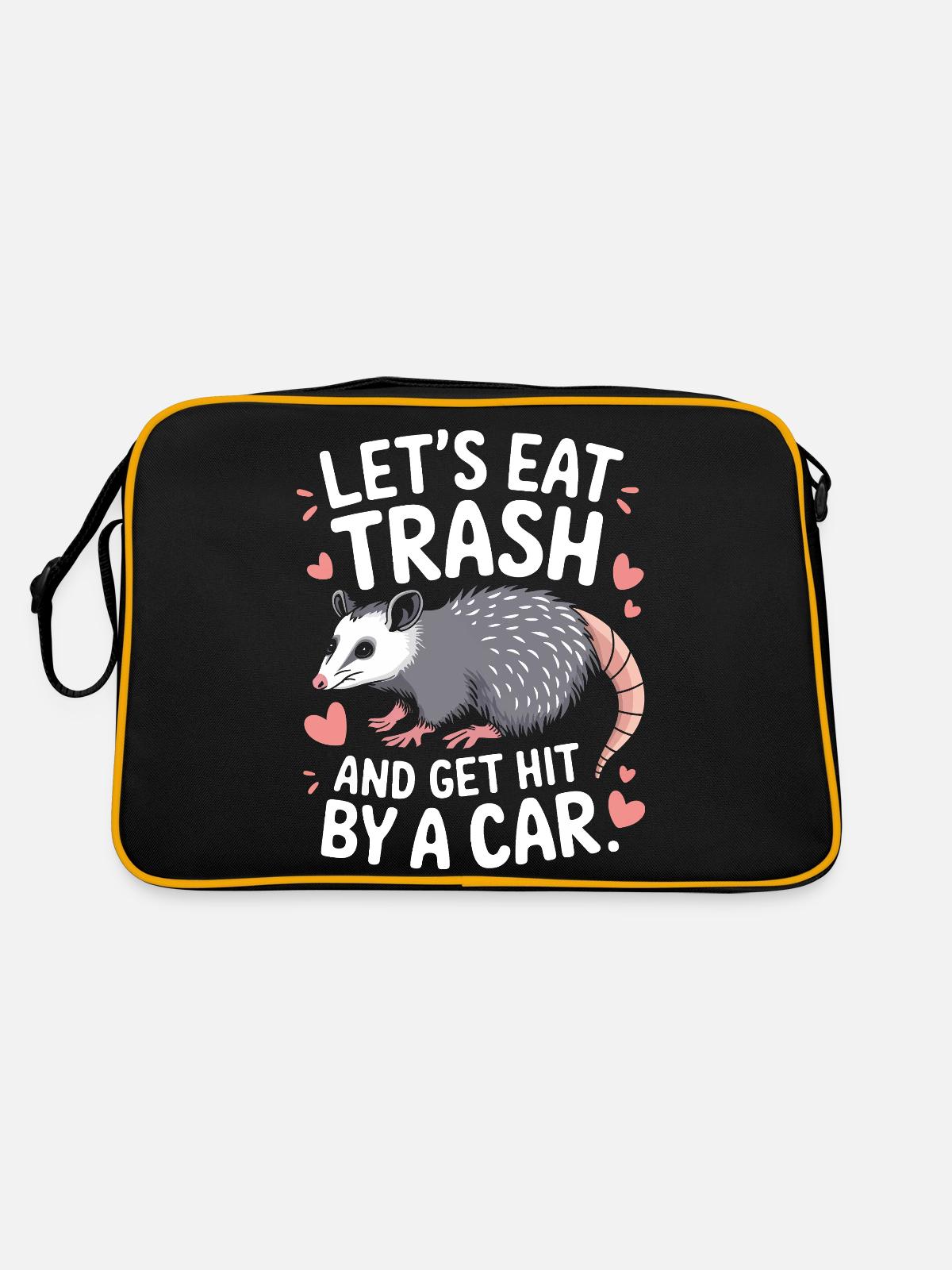 Opossum Possum Animal - Retro Bag - black/gold - Back